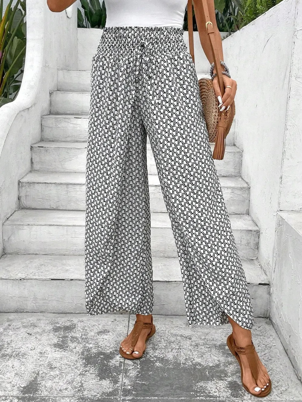 Tied Printed Wide Leg Pants (20)