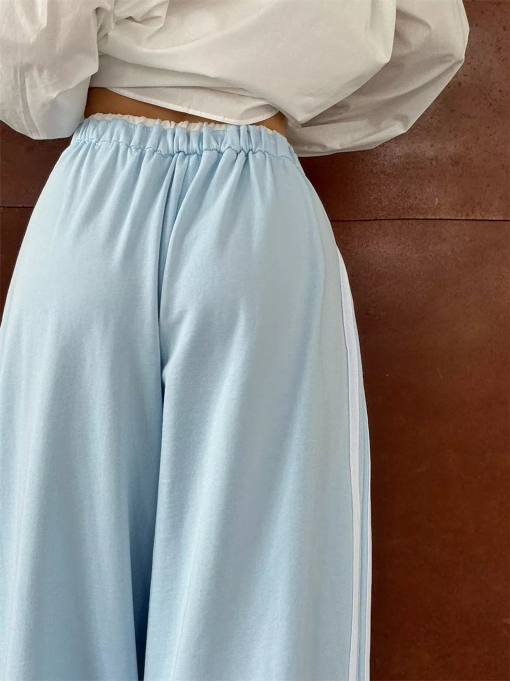 Side Stripes High-waisted Wide-leg Sweatpants (16)
