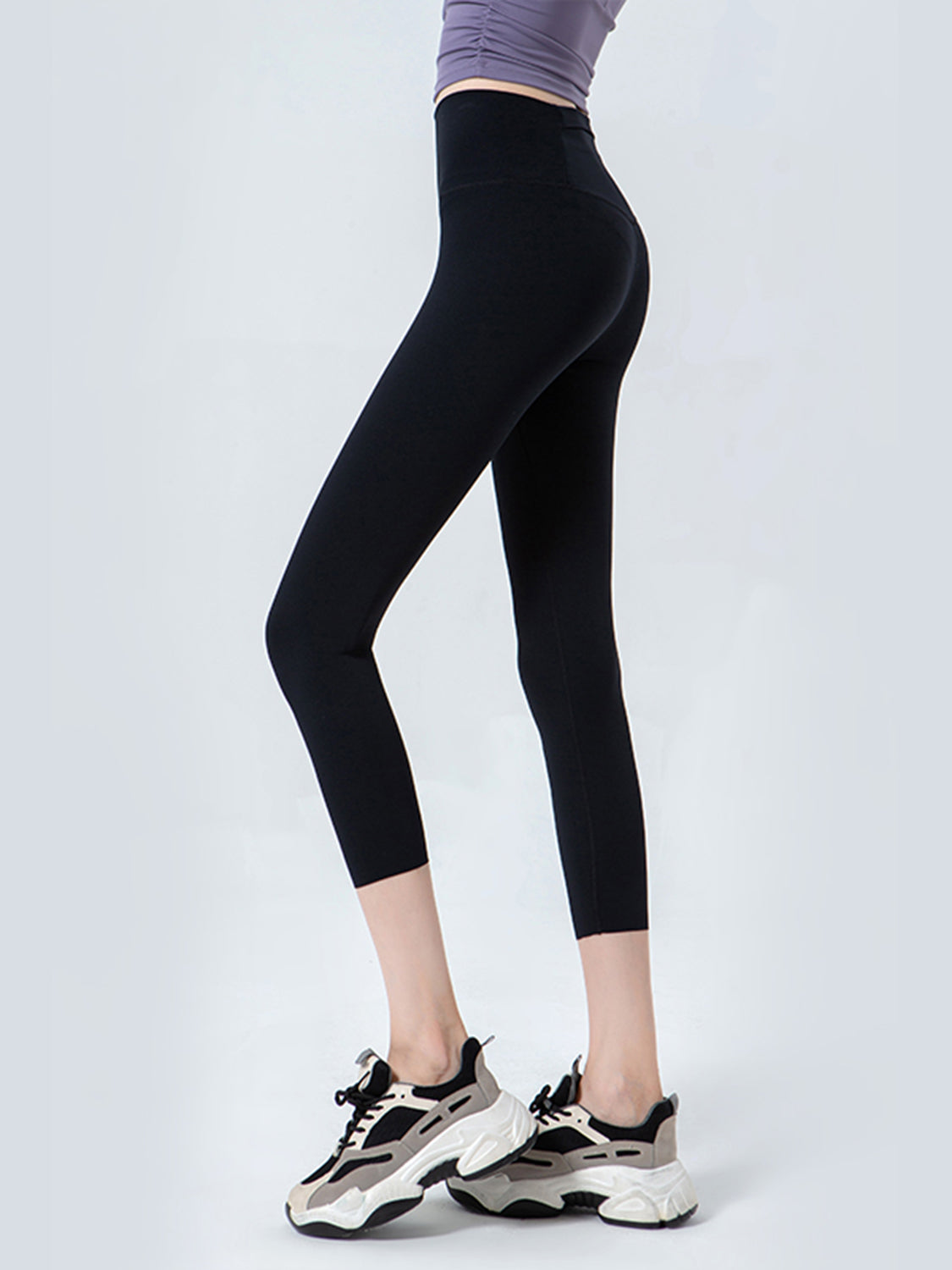 Wide Waistband Cropped Sports Leggings (9)