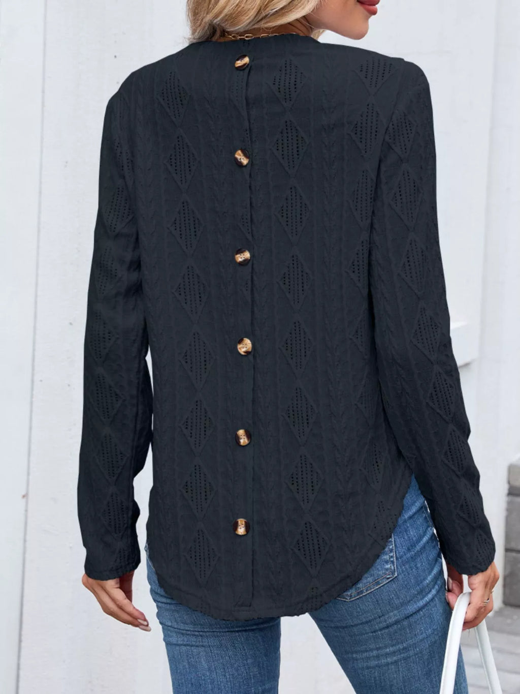 Openwork Textured Long Sleeve Top (10)