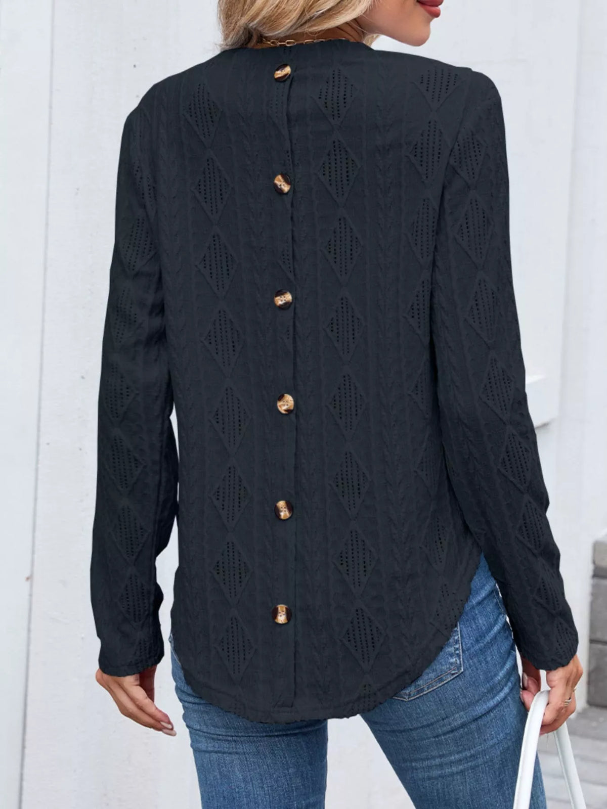 Openwork Textured Long Sleeve Top (10)