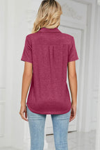 Johnny Collar Short Sleeve Blouse (24)