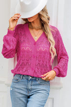 Openwork V-neck Cardigan (16)