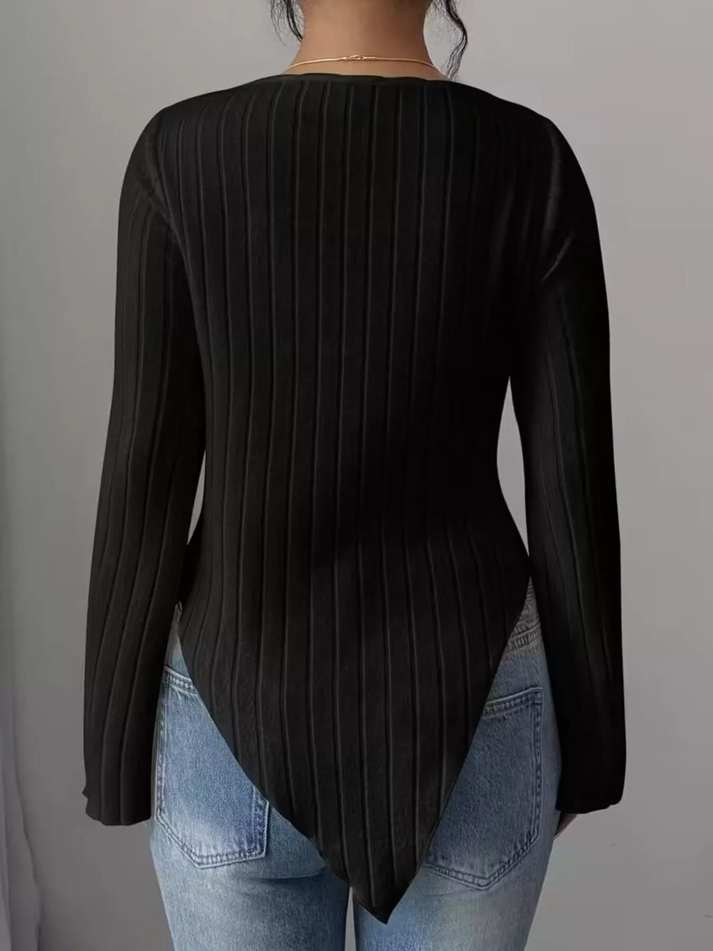 Cowl Neck Ribbed Knit T-shirt (8)