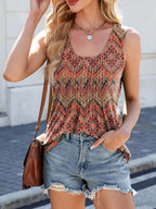 Printed Scoop Neck Wide Strap Tank (22)
