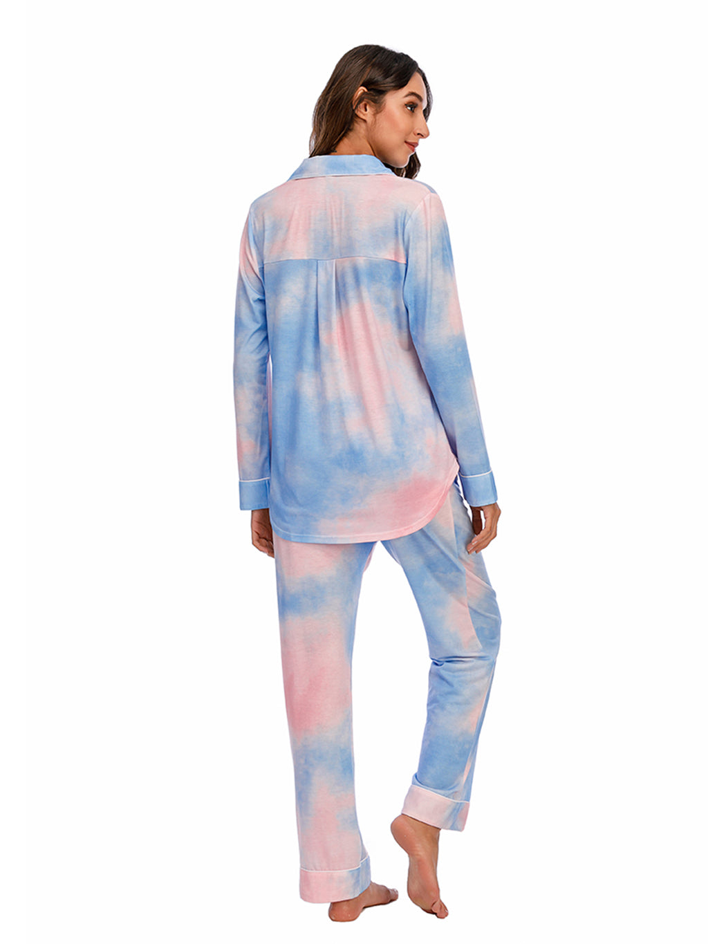 Collared Neck Long Sleeve Loungewear Set Pockets (21)