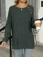 Round Neck Knit Button Top (9)