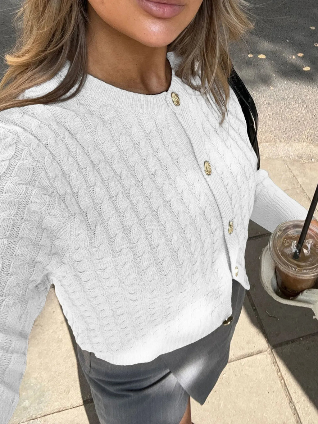 Cable Knit Button-up Cardigan (9)