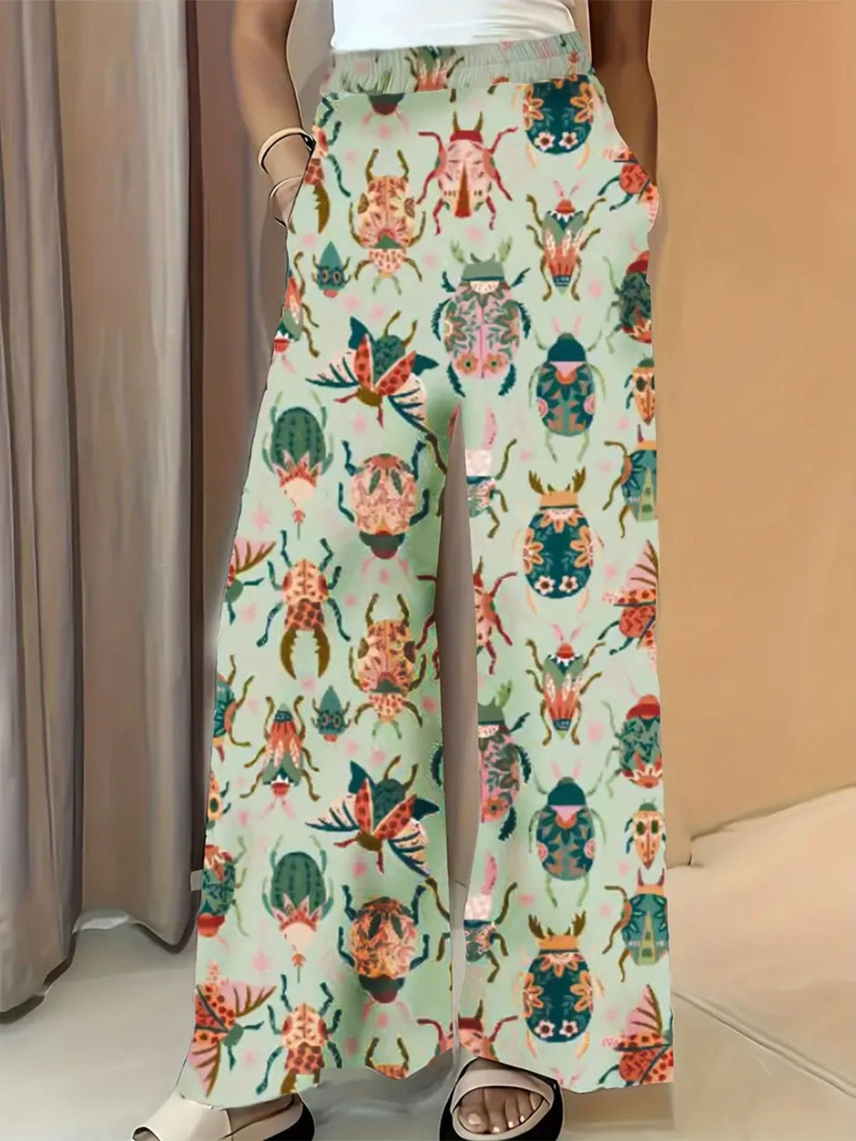 Printed Wide Leg Pants (3)