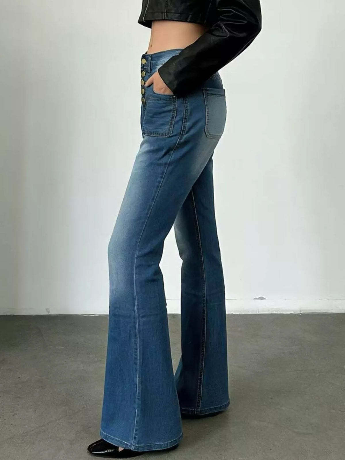 Full Size High-waisted Button-fly Flare Jeans Plus (10)