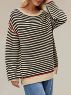 Slit Striped Oversized Sweater (6)