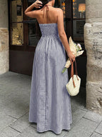 Striped Halter Neck Maxi Dress (7)