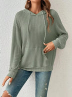 Ribbed Knit Long Sleeve Hoodie (3)