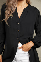 Notched Neck Balloon Sleeve Shirt (6)