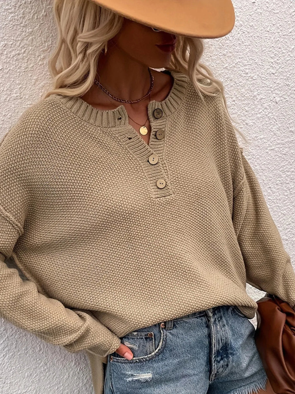 Button Detail Long Sleeve Knit Top (6)