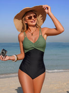 Twisted Front V-neck One-piece Swimsuit (7)