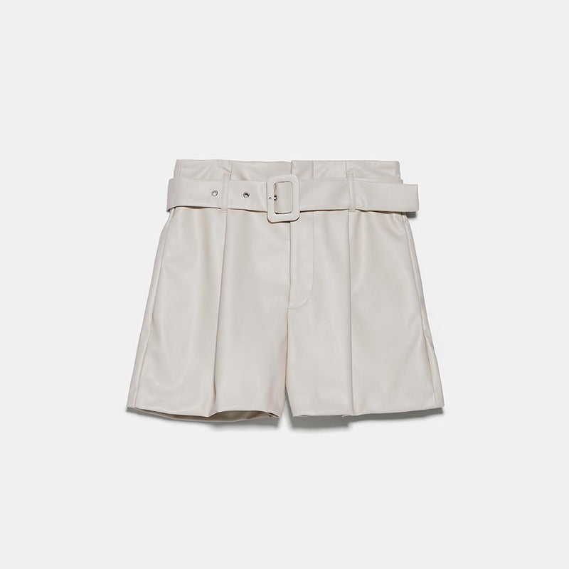 Leather Shorts variant CJNSXZDK00685-White-M|CJNSXZDK00685-White-L|CJNSXZDK00685-White-S|CJNSXZDK00685-White-XS