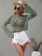 Openwork Flare Sleeve Cropped Cover Up (4)