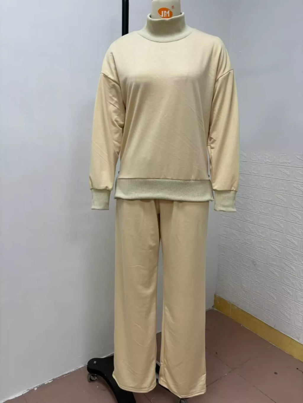 Turtleneck Dropped Shoulder Top Pants Set (6)