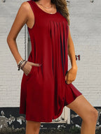 Flowy Pleated Tank Dress Pockets (13)
