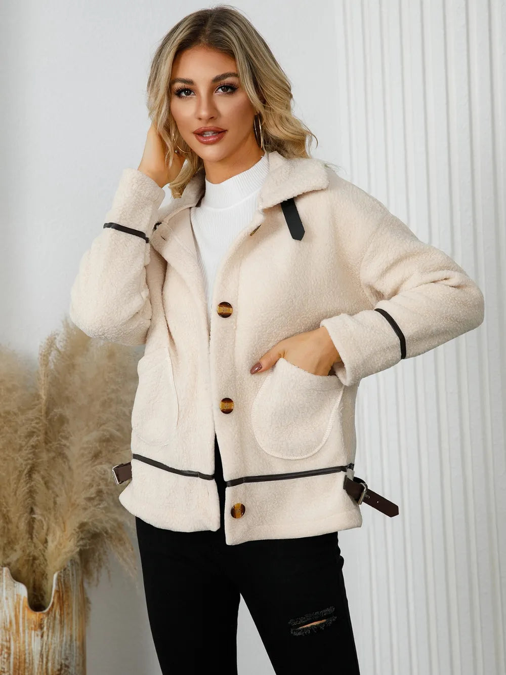 Pocketed Button Down Collared Neck Jacket (5)