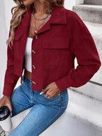 Cropped Corduroy Button-down Jacket (18)