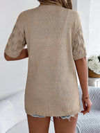 Openwork Open Front Short Sleeve Cardigan (5)