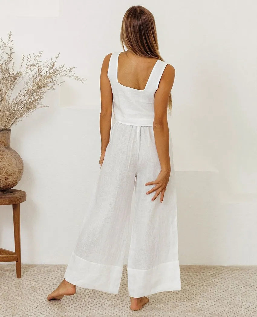 Square Neck Sleeveless Top Pants Set (5)