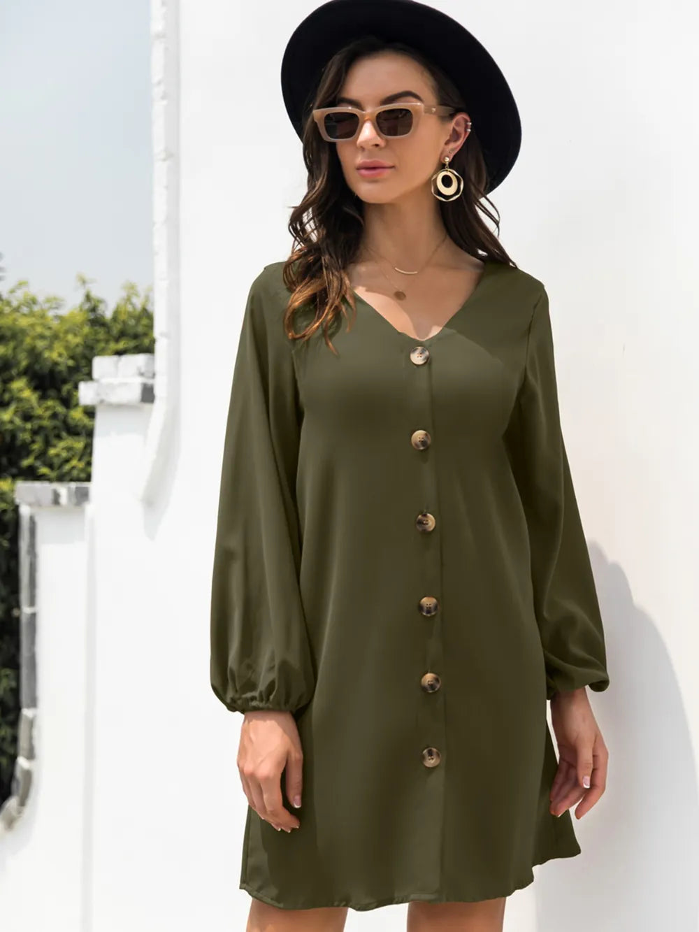 V-neck Long Sleeve Mini Dress (14)