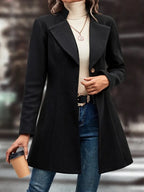 Collared Neck Long Sleeve Longline Coat (12)
