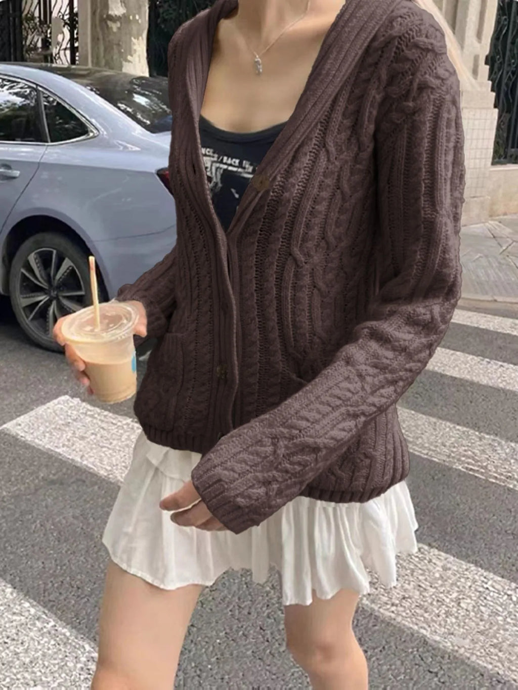 Cable Knit Button Up Cardigan (7)