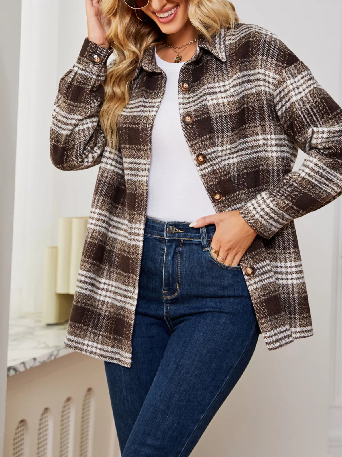 Plaid Button Up Long Sleeve Shacket (17)