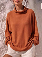 Full Size Waffle Knit Mock Neck Long Sleeve T-shirt Plus
