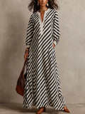 Striped Long Sleeves Maxi Dress