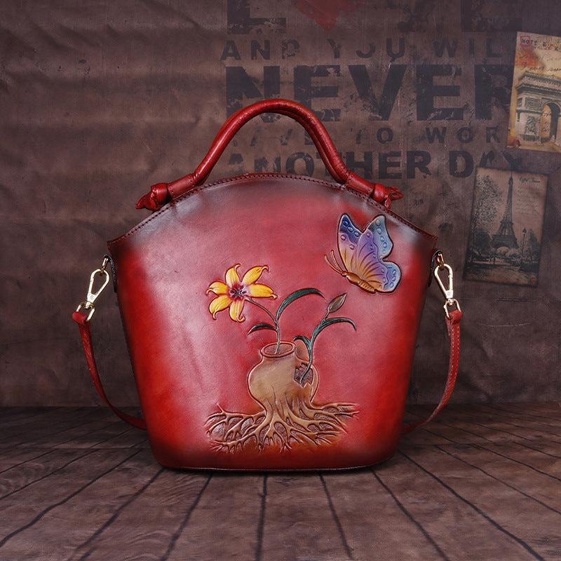 Hand Painted One Shoulder Straddle Bucket Bag photo 4