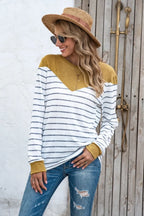 Striped Round Neck Long Sleeve T-shirt (5)