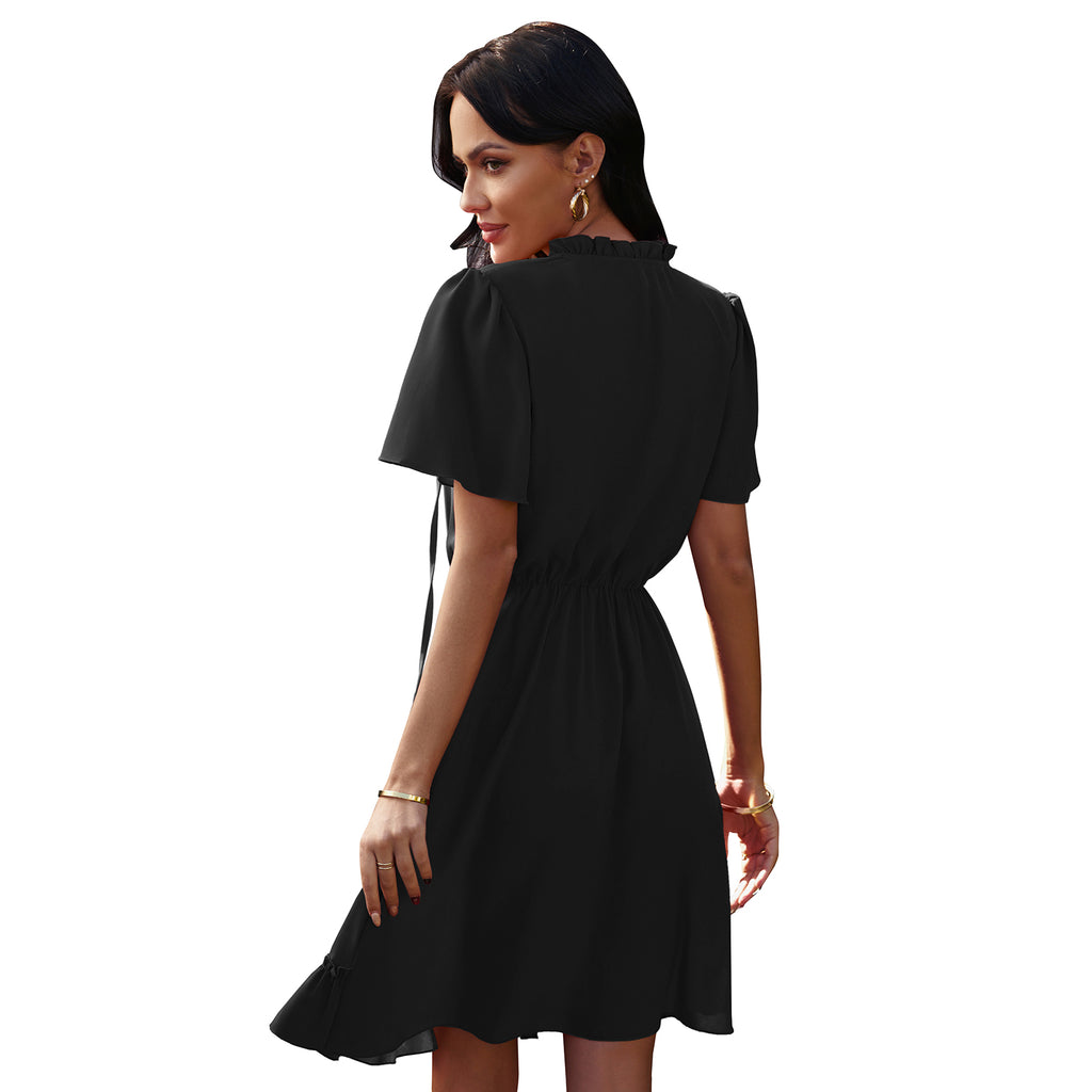 High Neck Neck Waist Ruffle Dress photo 3