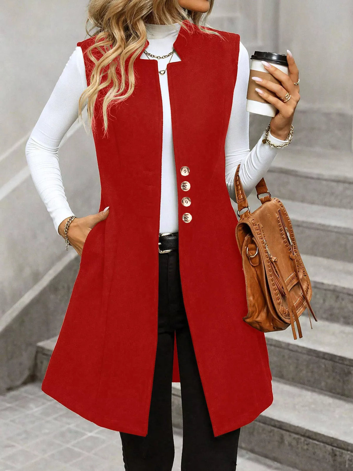 Button-down Longline Vest Coat (5)