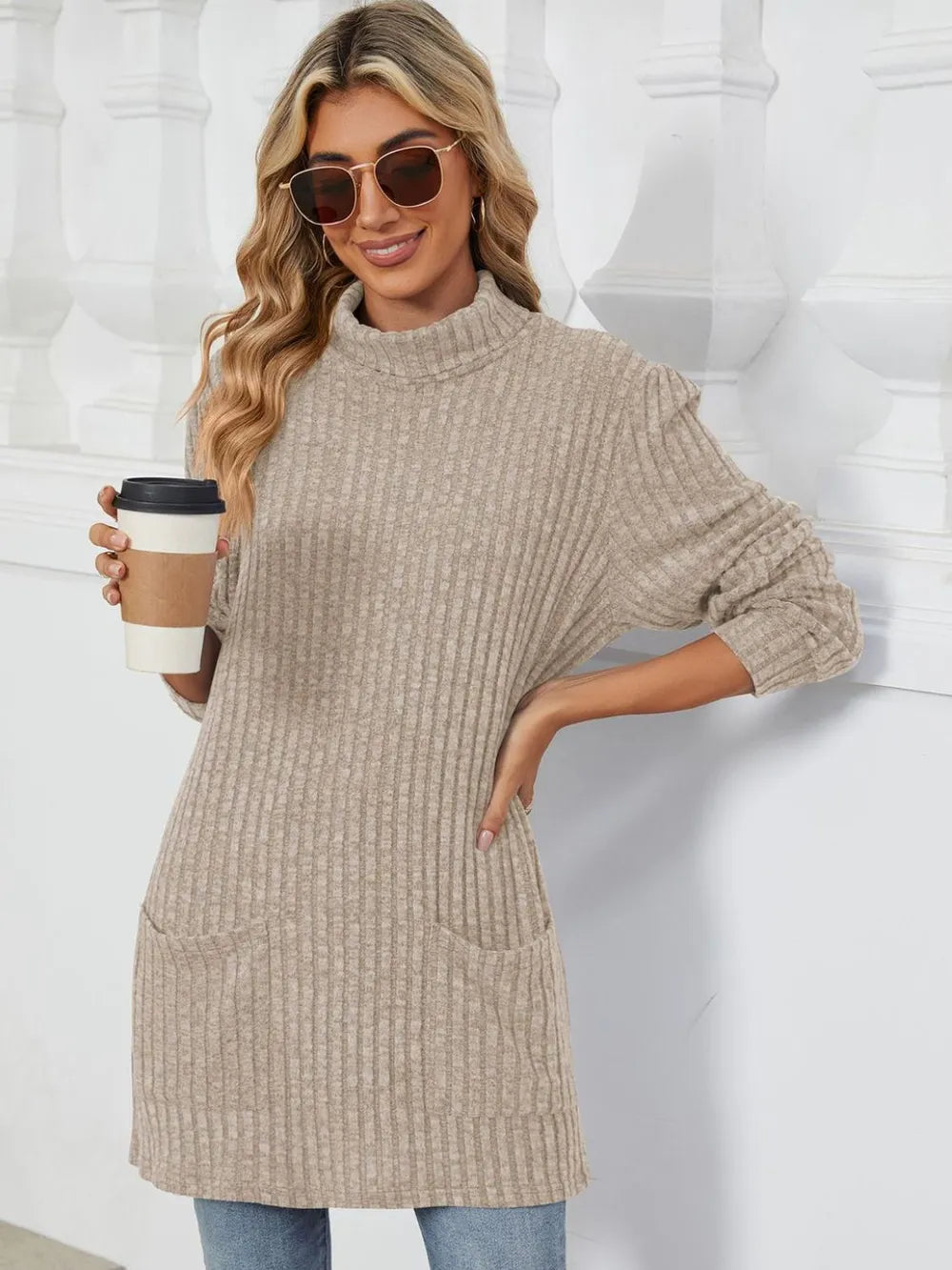 Ribbed Mock Neck Long Sleeve T-shirt (14)