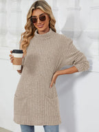 Ribbed Mock Neck Long Sleeve T-shirt (14)