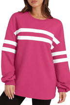 Striped Round Neck Dropped Shoulder Sweatshirt (14)