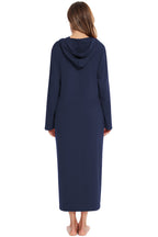 Zip Front Hooded Night Dress Pockets (13)