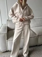 Zip-up Hoodie Wide-leg Pants Set
