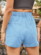 High Waist Denim Shorts Pockets (14)