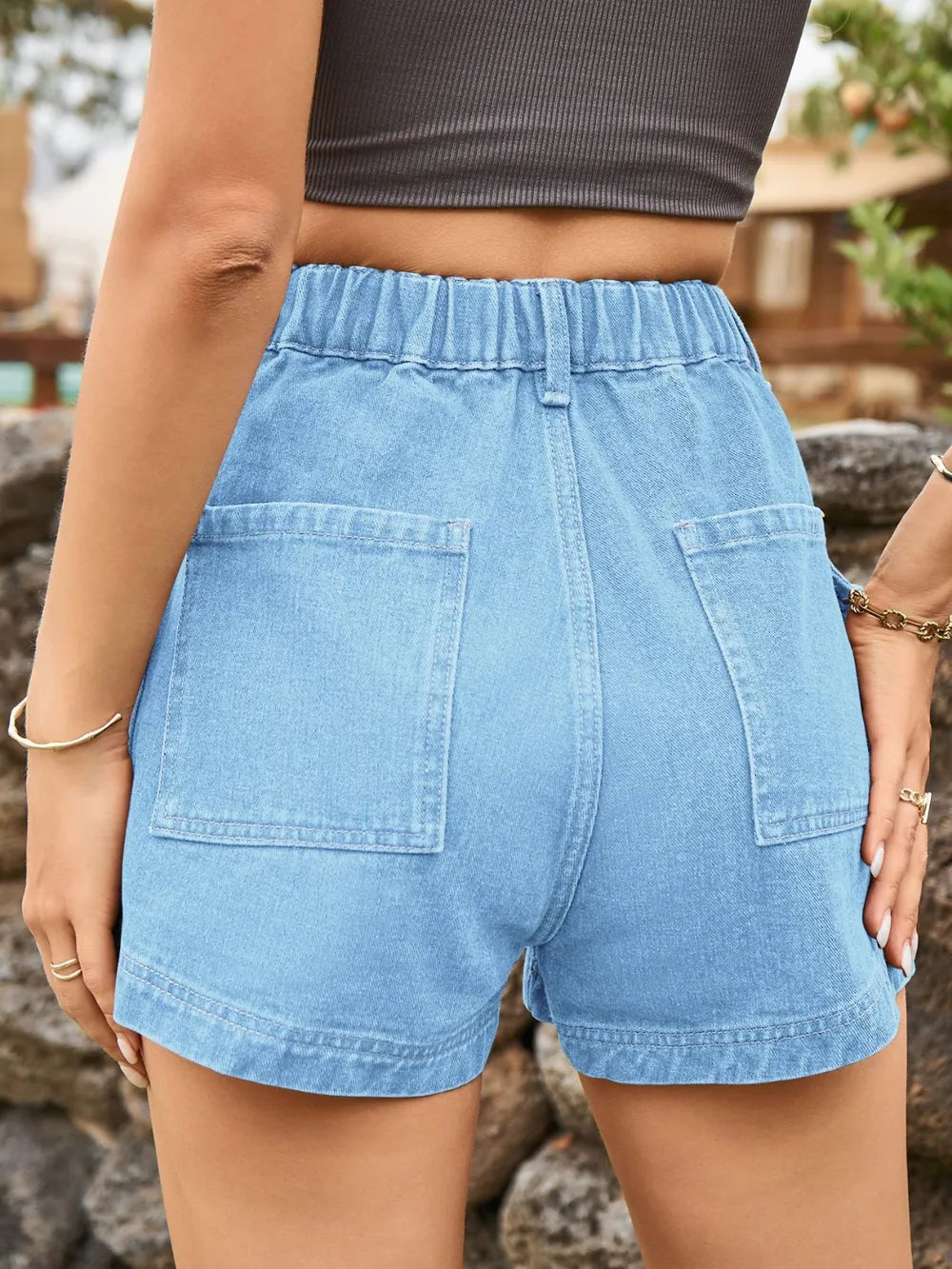 High Waist Denim Shorts Pockets (14)