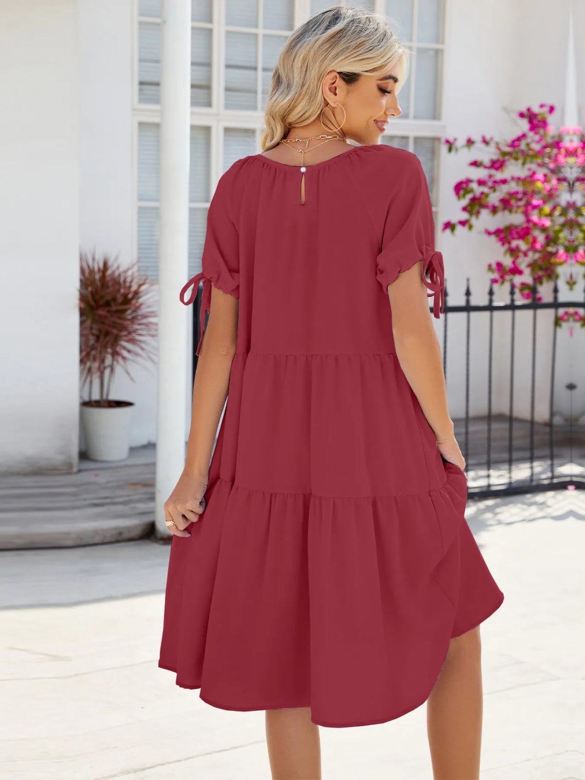 Tiered Round Neck Summer Dress (11)