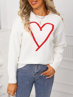 Valentine's Day Heart Graphic Dropped Shoulder Sweater (10)