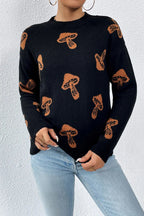 Graphic Mock Neck Dropped Shoulder Sweater (15)