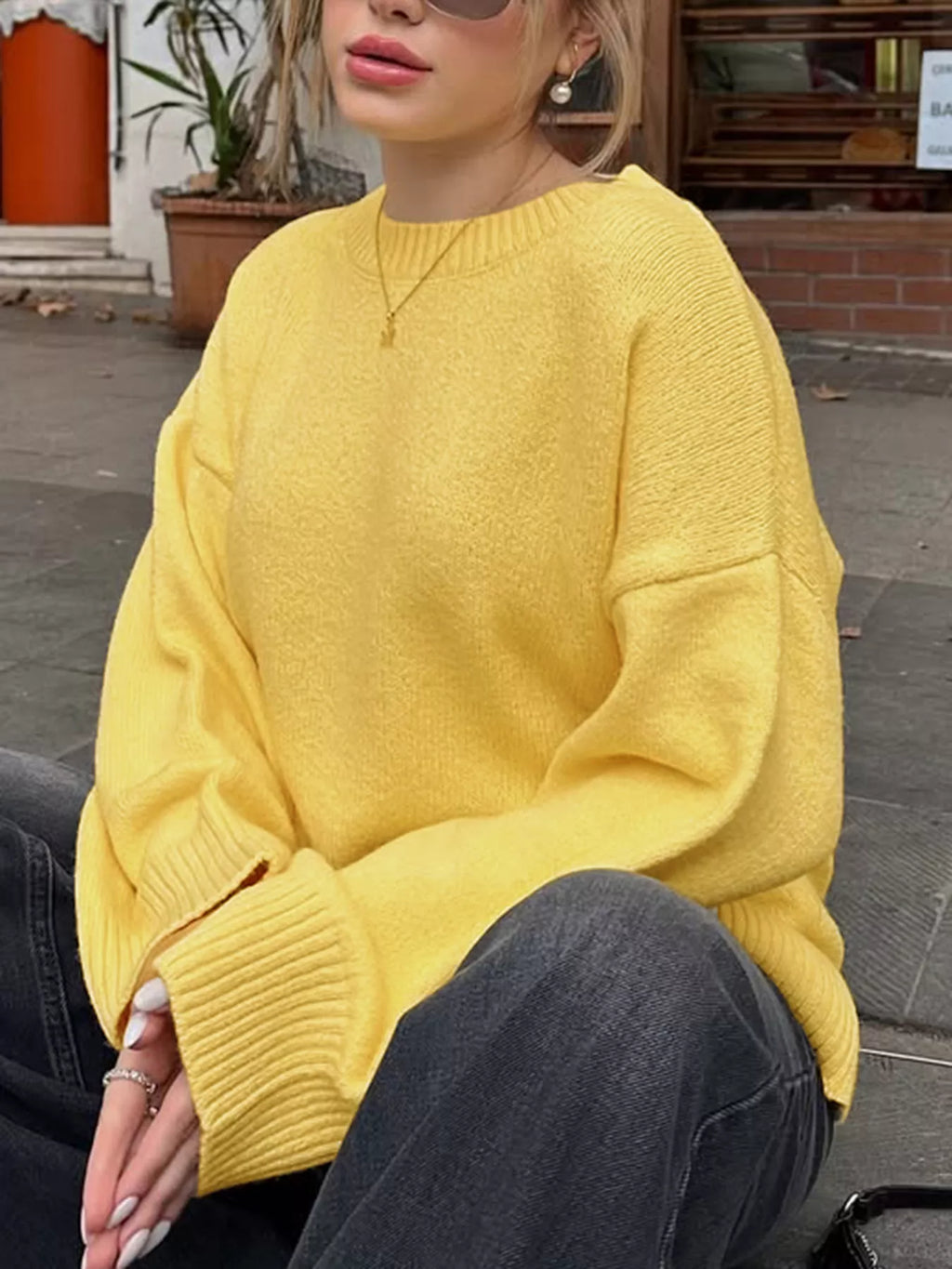 Ribbed Round Neck Dropped Shoulder Sweater (6)