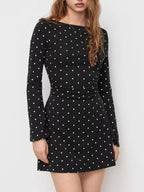 Polka Dot Flare Sleeve Mini Dress (2)